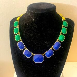 Talbots necklace blue green yellow baguettes 16”